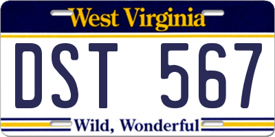 WV license plate DST567