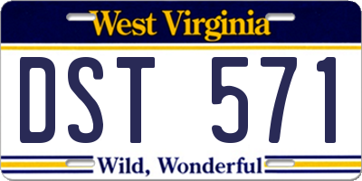 WV license plate DST571