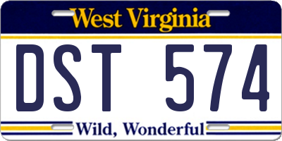 WV license plate DST574
