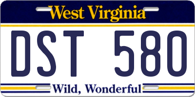 WV license plate DST580