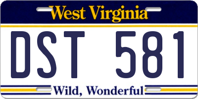 WV license plate DST581