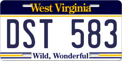 WV license plate DST583