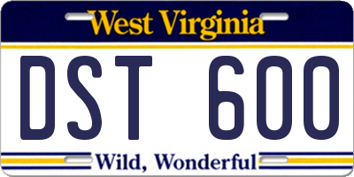 WV license plate DST600