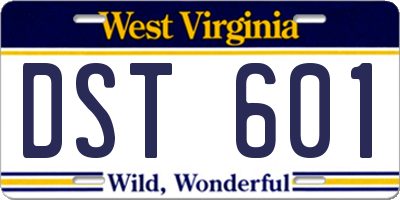 WV license plate DST601