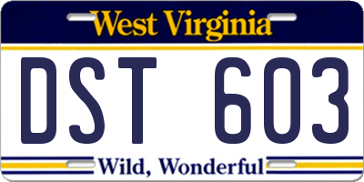 WV license plate DST603
