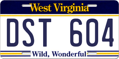 WV license plate DST604