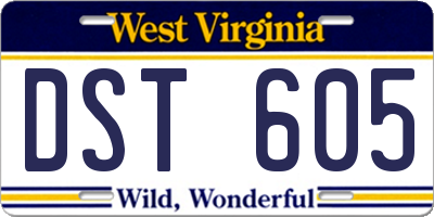WV license plate DST605