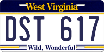 WV license plate DST617