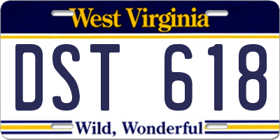 WV license plate DST618