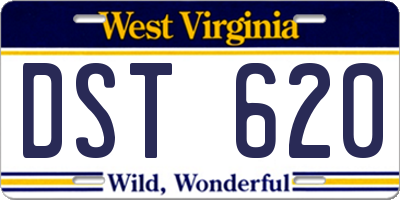 WV license plate DST620