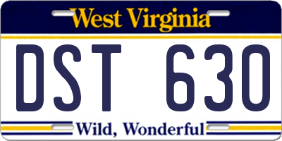 WV license plate DST630