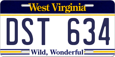 WV license plate DST634
