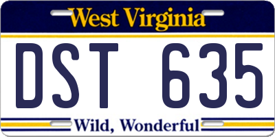 WV license plate DST635