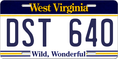 WV license plate DST640