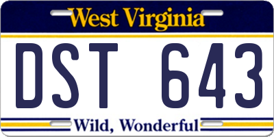 WV license plate DST643