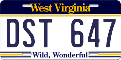 WV license plate DST647