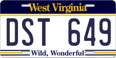 WV license plate DST649