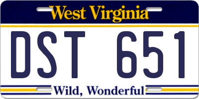 WV license plate DST651