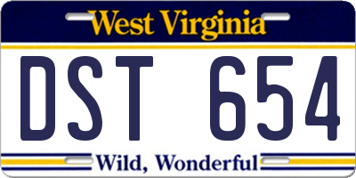 WV license plate DST654
