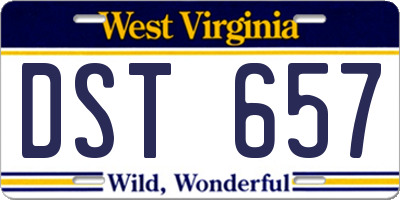 WV license plate DST657