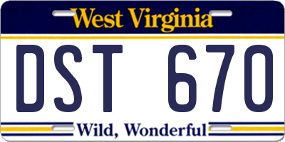 WV license plate DST670