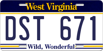 WV license plate DST671