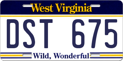 WV license plate DST675