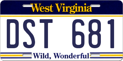 WV license plate DST681