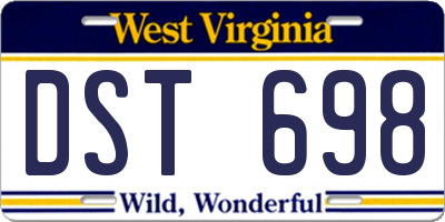 WV license plate DST698