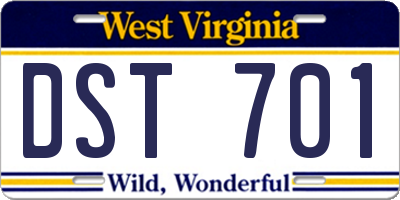 WV license plate DST701