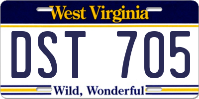 WV license plate DST705
