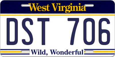 WV license plate DST706