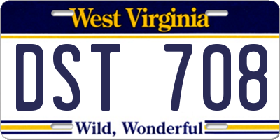 WV license plate DST708