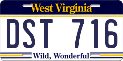 WV license plate DST716