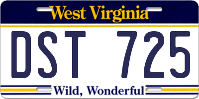 WV license plate DST725