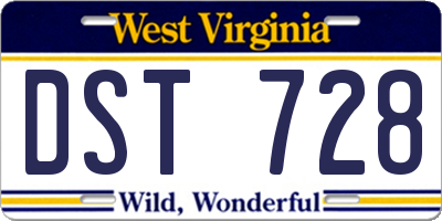 WV license plate DST728