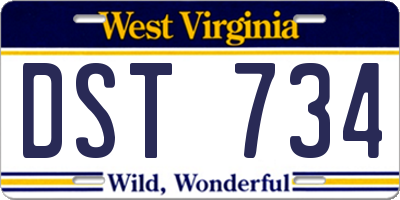 WV license plate DST734