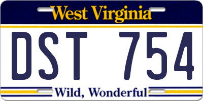 WV license plate DST754