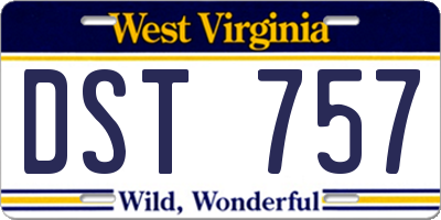 WV license plate DST757