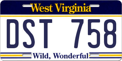 WV license plate DST758
