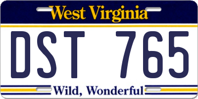 WV license plate DST765