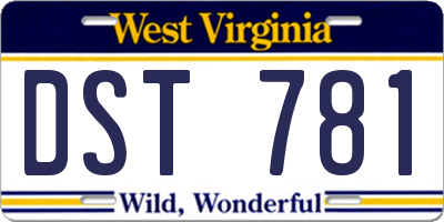 WV license plate DST781