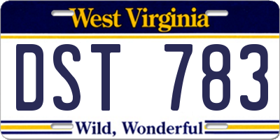 WV license plate DST783