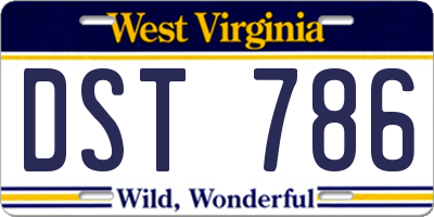 WV license plate DST786