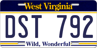 WV license plate DST792
