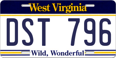 WV license plate DST796