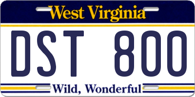WV license plate DST800