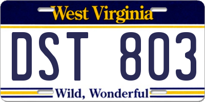 WV license plate DST803