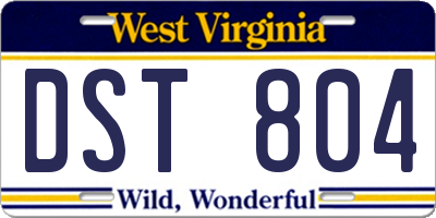 WV license plate DST804