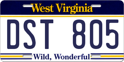 WV license plate DST805